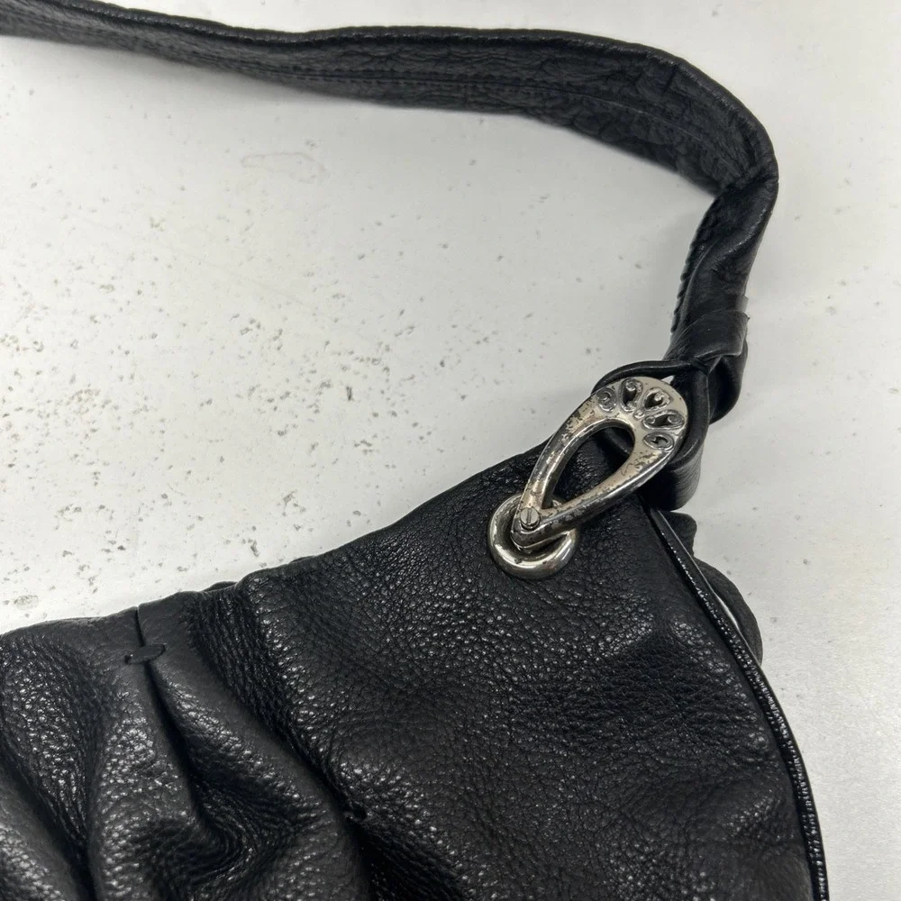 Brighton Black‎ Leather Floral Embellished Shoulder Bag w/ Dust Bag Purse